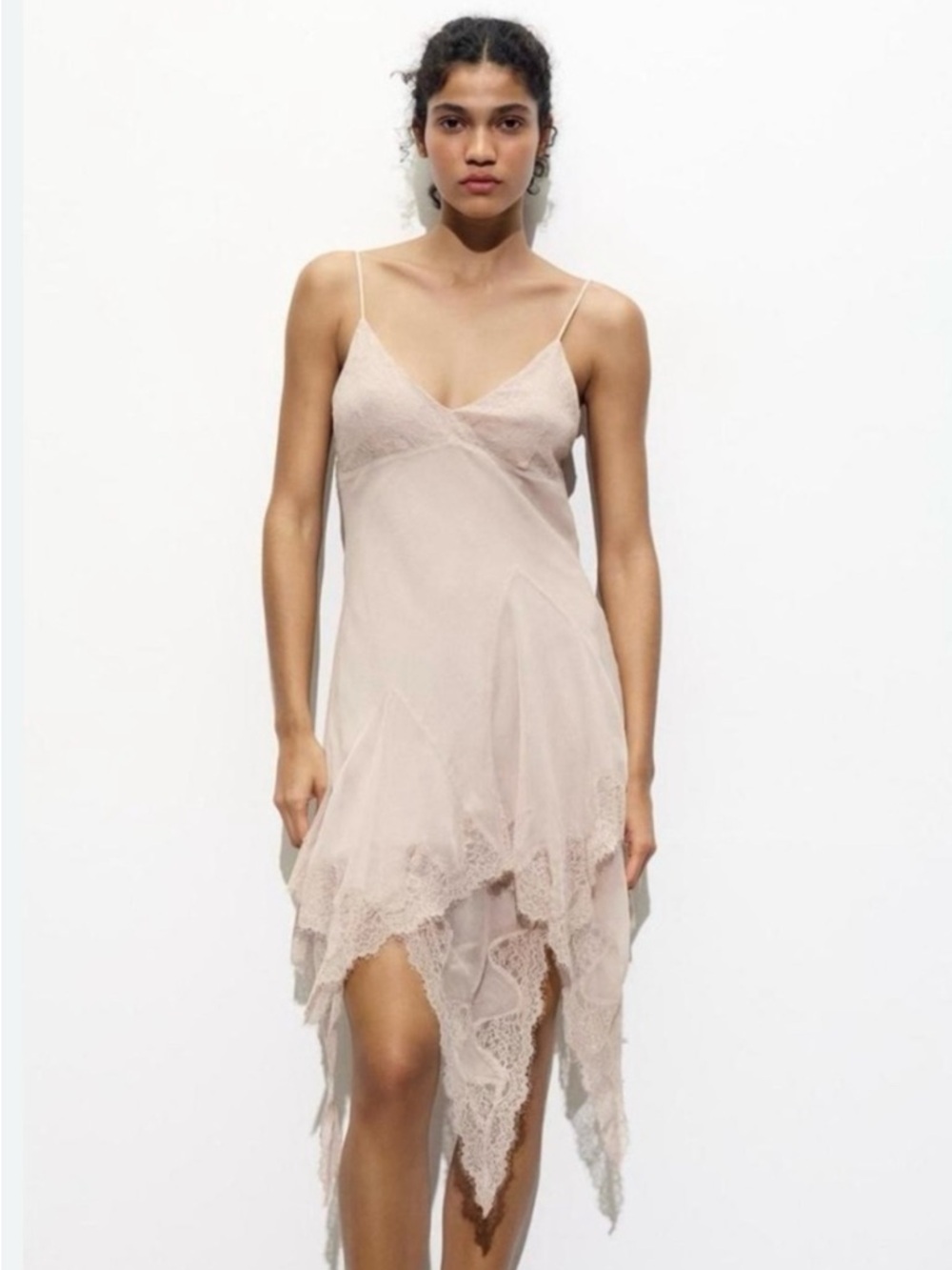 Zara Combination lace dress - chalk pink